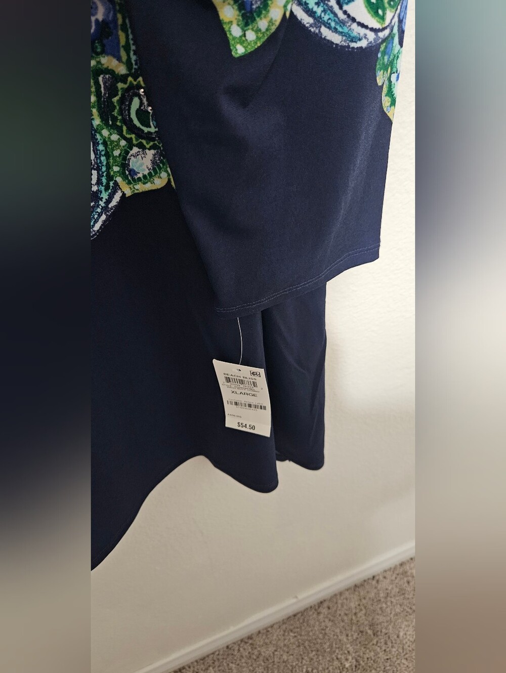 JM Collection Navy, Turquoise & Green Paisley Scoop-Neck Long Sleeve Top - Picture 4 of 10